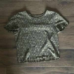 American eagle green floral baby tee